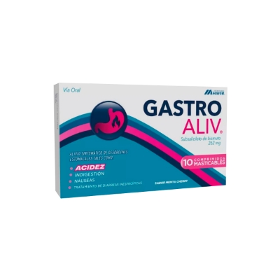 Imagen de Gastroaliv 262 mg x 10 comprimidos masticables