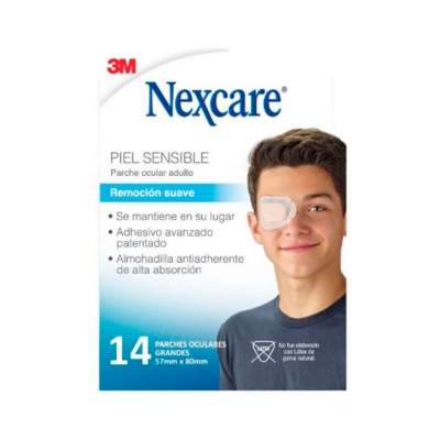 Imagen de Nexcare opticlude parche ocular piel sensible tamano adulto 8 x 57 mm sin latex x 14 unidades